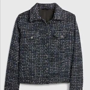 Gap Icon Navy Blue & Black Tweed Trucker-Style Blazer Button-Up Jacket SZ S